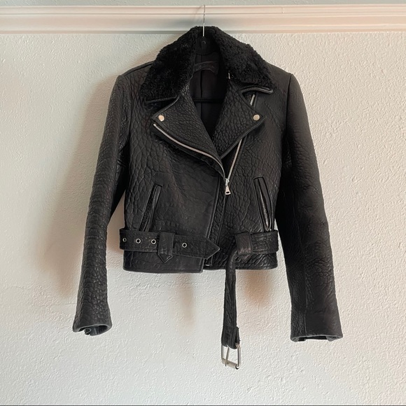 Reformation Trinity leather shearling jacket XS - Picture 4 of 9